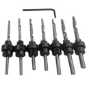 22x Tapered Woodworking Drill Countersink Bit Screw Pilot Collar Set Holes I9R0