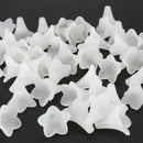 50 White Lily Flower Frosted Acrylic Beads 22x22mm.