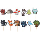 120pcs Forest Animal Cake Toppers Cute Cupcake Decoration Birthday Kids Party