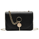 Fashion Women Messenger Bag Leather Pure Color Chain Shoulder Bag (Black)