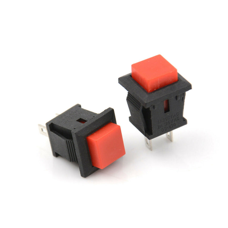10X 125VAC 1A Red Square SPST NonLocking Reset/Self-locking Push Button Switc.AU