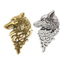 2Pcs Chic Metal Wolf Head Coyote Brooch Lapel Pin Badge for Men's Shirt Suit