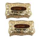 2pcs Rose Flower Pattern Tissue Box Acrylic Wide Use for Living Room -Golden