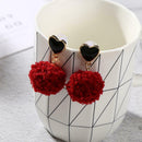 Fashion Women Lover Heart Ball Dangle Ear Stud Geometric Earrings Jewelry