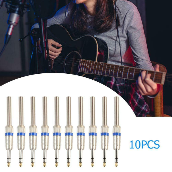 10pcs 6.35mm Stereo Amplifier Microphone Plug Jack Stereo Audio Connector #JT1