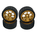 4pcs Tires Wheel Rims Set fits WLTOYS 144001 1:14 A959 A969 RC Truck Golden