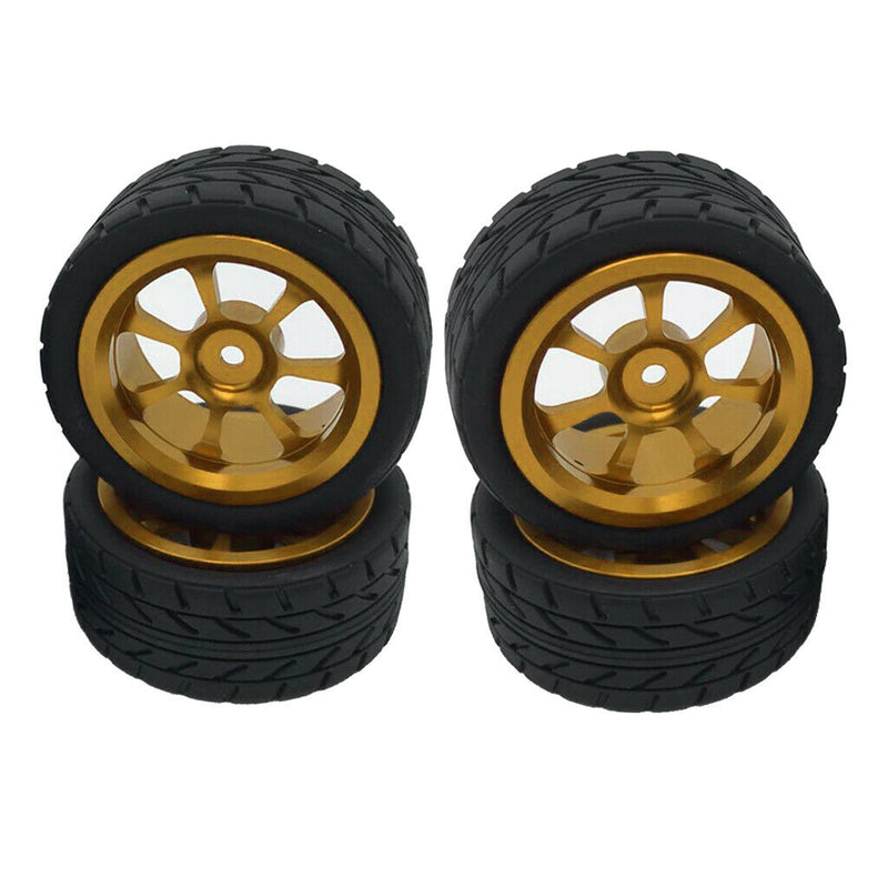 4pcs Tires Wheel Rims Set fits WLTOYS 144001 1:14 A959 A969 RC Truck Golden