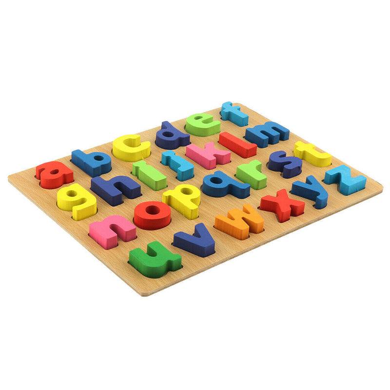 Wooden Alphabets Number Puzzle Board Color Letter Blocks Toys for Kids Education