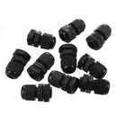 PG7 Black Plastic Waterproof Cable Glands Joints 10 Pcs G7F2
