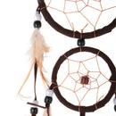 18" Traditional Brown Dream Catcher with Feather Wall Car Hanging Ornamen