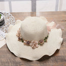 Women Ladies Summer Sun Beach Hat Outdoor Sun Hat with Flowers Elegant 3c