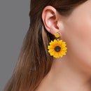 Exaggerated Sunflower Ear Dangle Korean Women Studs Earrings Jewelry Gift