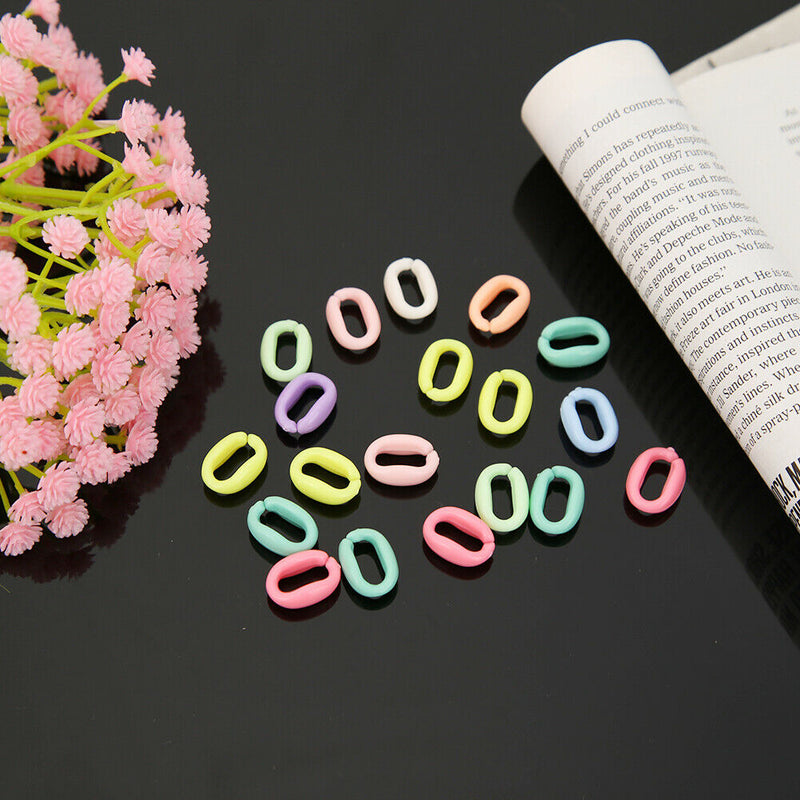 100pcs Colorful Plastic Chain Parrot Birds Toys Non-toxic C-clip Hook (S) A