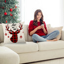 4pcs Christmas Pillowcase Printed Pattern Linen Home Cushion Pillow Cover