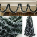 200cm Christmas Tinsel Garland Luscious Xmas Snow Tips Holly Dark Green&White^^