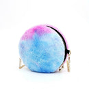 Small Round Messenger Bags Women Plush Shoulder Handbags (Gradient Blue) A