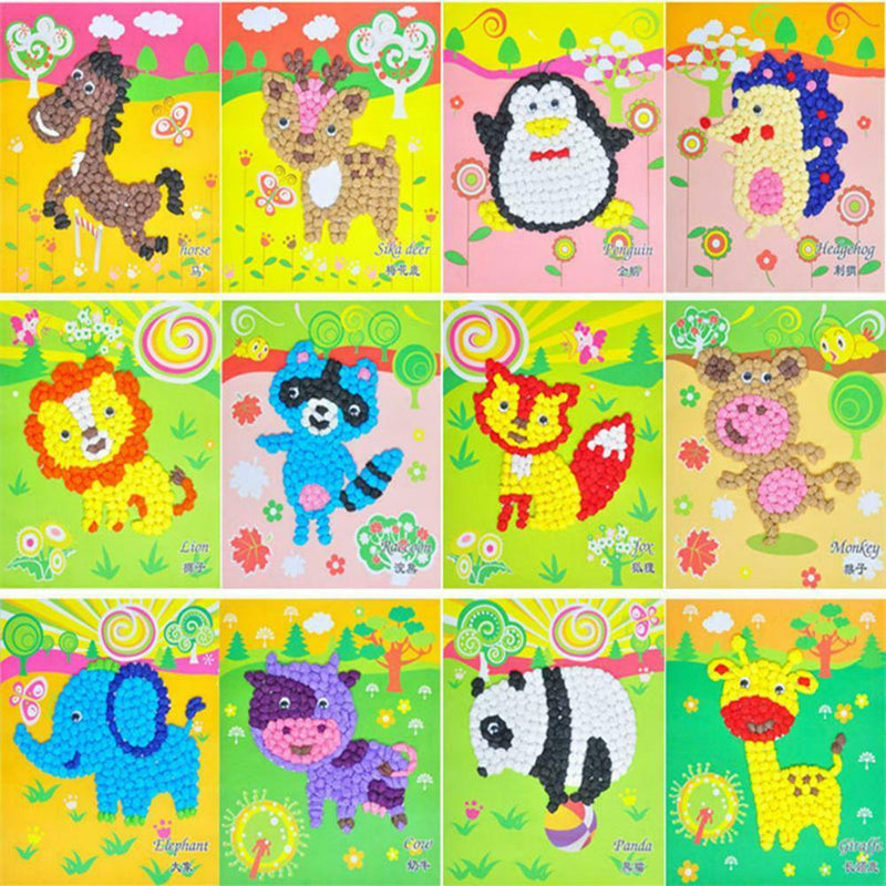 DIY Handmade Paper Rubbing Painting Animals Paper Stickers Children Toys