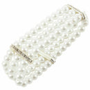 Ladies 3 Rows Faux Pearls Accent Off White Stretch Wrist Bracelet Jewelry D2A1