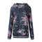Womens Dark Gray Pullover Long Sleeve Floral Hoodies Coat Sweatshirt W/ Pocket