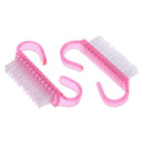 10pcs Nail Cleaning Brushes Pink Plastic Handle Dust Remover Manicure Tools