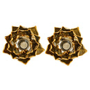 2 Pcs Ceramic Candle Holder Artistic Lotus Shaped Petal Statue Home Decor