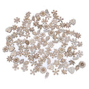 100pcs Wood Flowers and leaves Embellishment Wooden Shape Craft Wedding DecME