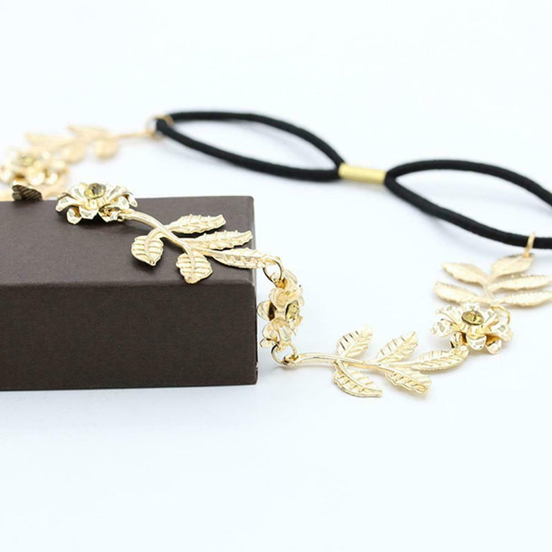 Korean Leaf Flower Headband Beauty Golden Alloy Hair Band Women Jewelry A