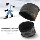 2 PCS Warm Hat Tricot Choker and Scarf with Fleece Lining for Men One Size  T7N9