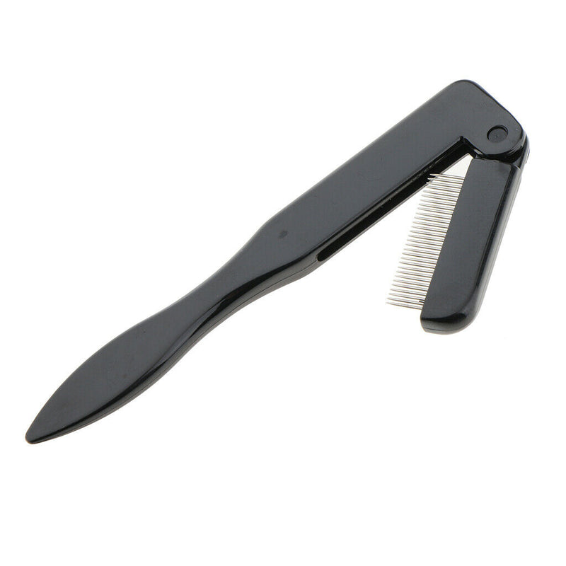 Professional Portable Folding Eyelash Eyebrow Comb Stainless Steel Teeth Makeup