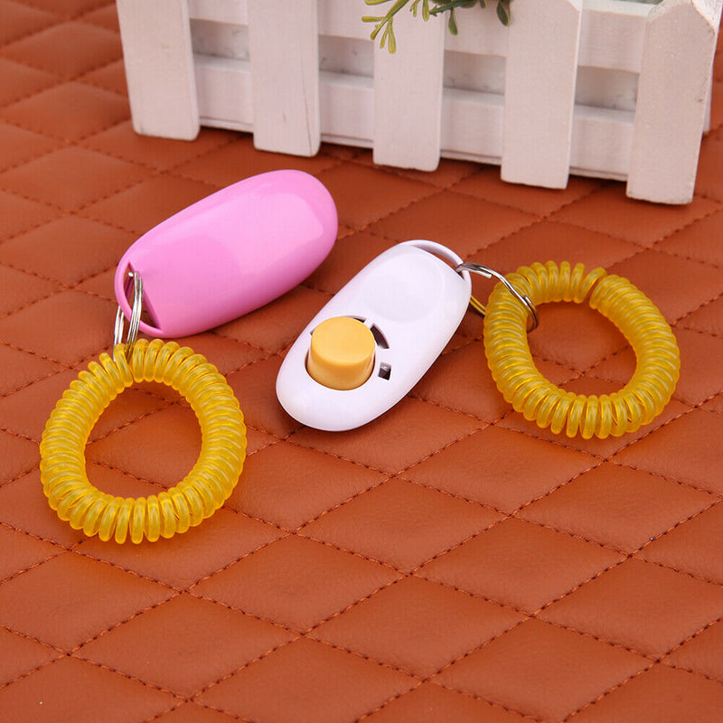 7pcs Pet Dog Training Adjustable Sound Key Chain Clicker Dog Tranining Toys G