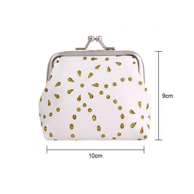 Women Kids Hollow Mini Coin Wallets PU Leather Clip Card Clutch Holder Case