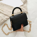 Women Mini Shoulder Bag Alligator PU Tote Chain Crossbody Pouch (Black)