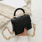 Women Mini Shoulder Bag Alligator PU Tote Chain Crossbody Pouch (Black)