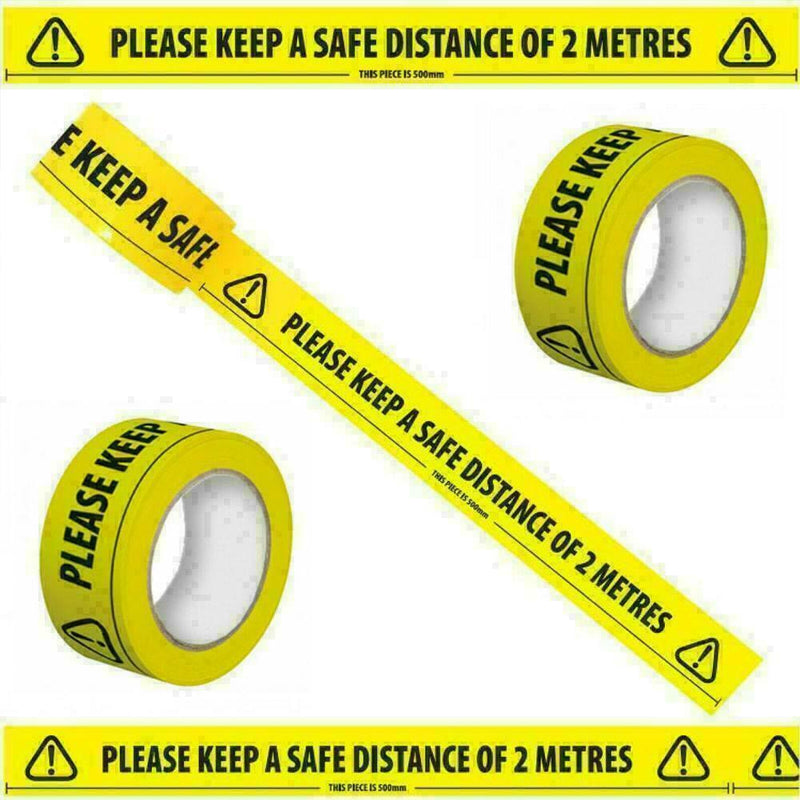 Keep 2 Metres Distance Warning Tape Floor Marking Social Distancing 33M K6X R4K6