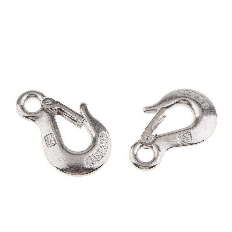 2x Lifting slip Hook W/ safety latch 1/4" Clevis Stainless Steel Handy Strap