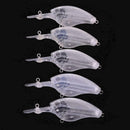 5pcs Baits Transparent lure false lure Unpainted Hard Fishing DIY Lure E0C3 F2I8