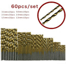 60pcs HSS Titanium Coated Twist Drill Bit 1/1.5/2/2.5/3/3.5mm Screwdriver Tool