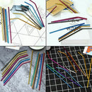 14 Pieces Stainless Steel Drinking Straws Reusable Bent and Straight Straws A4D6