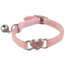 Heart charm and bell cat collar safety elastic adjustable with soft velvet  J7V2