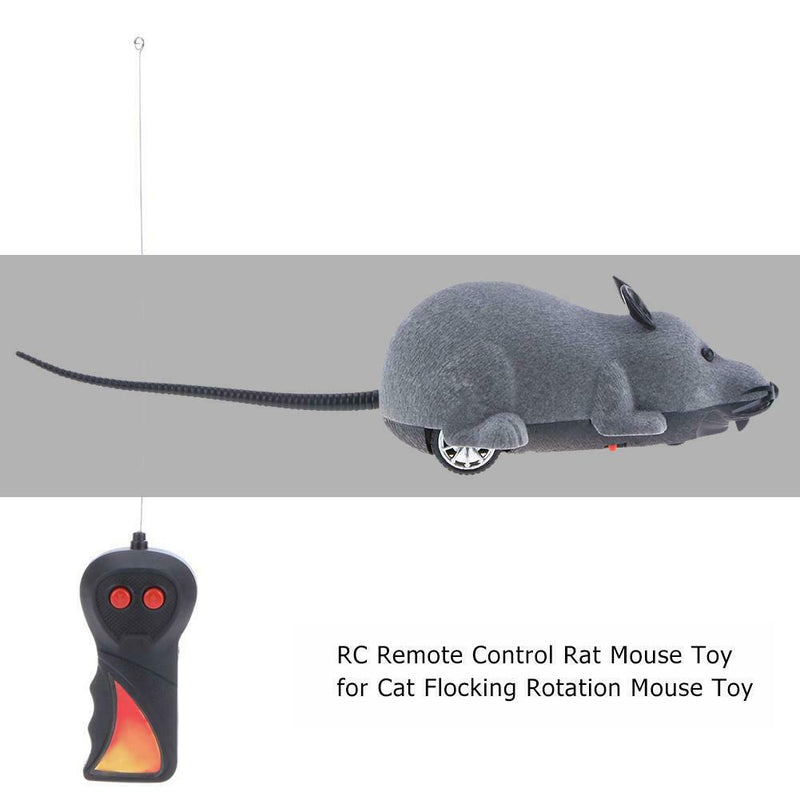 Wireless Electric RC Flocking Rat Toys Pet Cat Remote Control Mouse (Grey) A