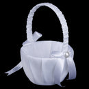 White Satin Beaded Wedding Flower Girl Basket Bowknot Decor NTJ ueJCA Gw