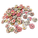 50 x Mixed Random Round Painted Buttons Made of Coconut for DIY Sewing Craft