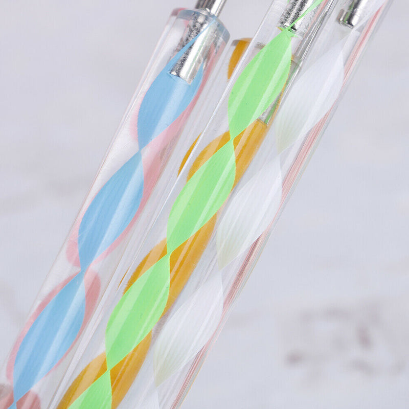 5pcs 2 way marbleizing dotting manicure tools painting dot pen nail art paint Dz