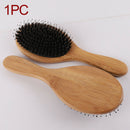 Comb Portable Hair Brush Massage Styling Tool Boar Bristle Wood Handle Durable