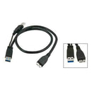 1.5FT Dual USB 3.0 A Male to Micro B Y Power Data Cable Hard Disk Mobile X2T3