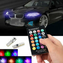 2PCS T10 W5W 5050 6SMD RGB LED Multi Color Light Car Wedge Bulbs Remote Control