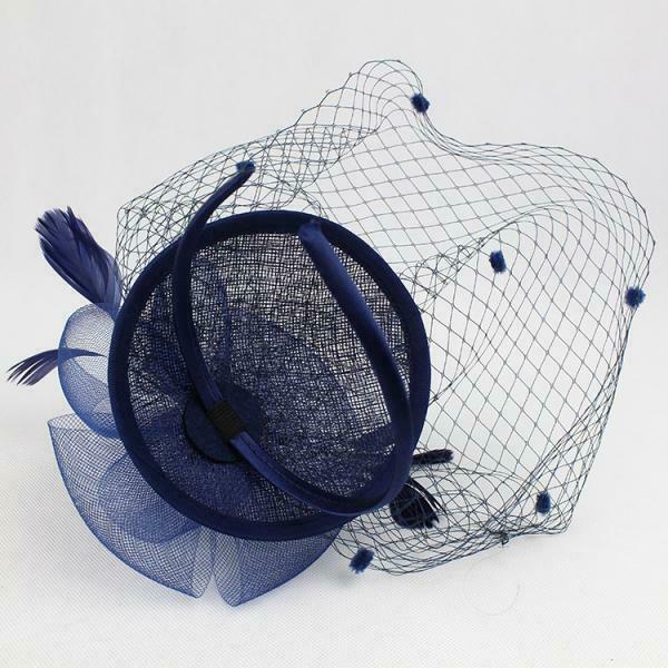 Ascot Races Feather Hair Cords Fascinator Clip   Side Fancy Hat Blue