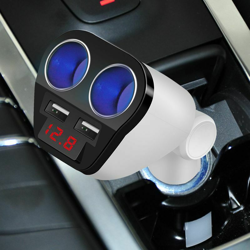1 to 2 Sockets Cigarette Lighter Splitter, Dual USB Car Charger Adapter wit