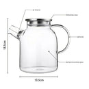1600ml Water Pitcher, Resistant Transparent Glass Kettle Teapot Coffee Juic