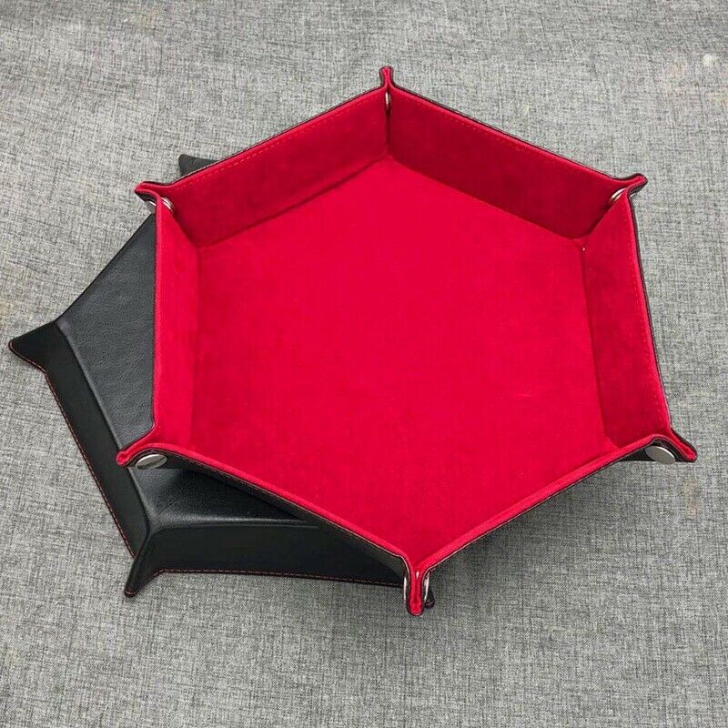 Dice Rolling Tray Dice PU Folding Hexagon Tray Dice and Game Storage Tray f O4X2